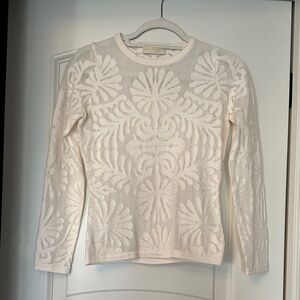 Ulla Johnson Cream Floral Lace Long Sleeve Top